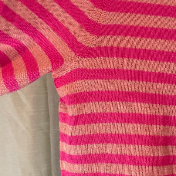 J. Crew 100% Italian Cashmere Sz small Neon and baby pink striped cardigan - Picture 8 of 11